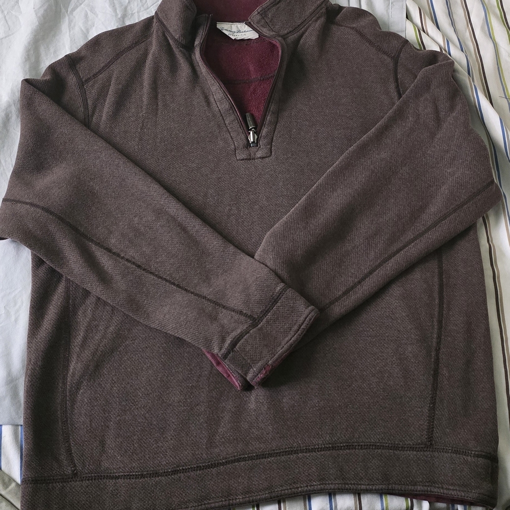 Tommy Bahama Men's Dark Brown Zip-Up Sweater